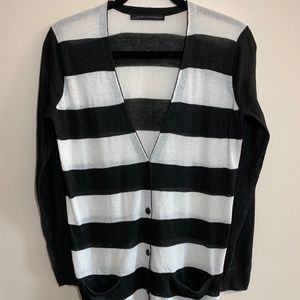 Black and white V neck cardigan